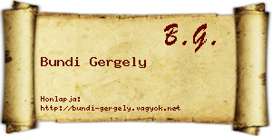 Bundi Gergely névjegykártya